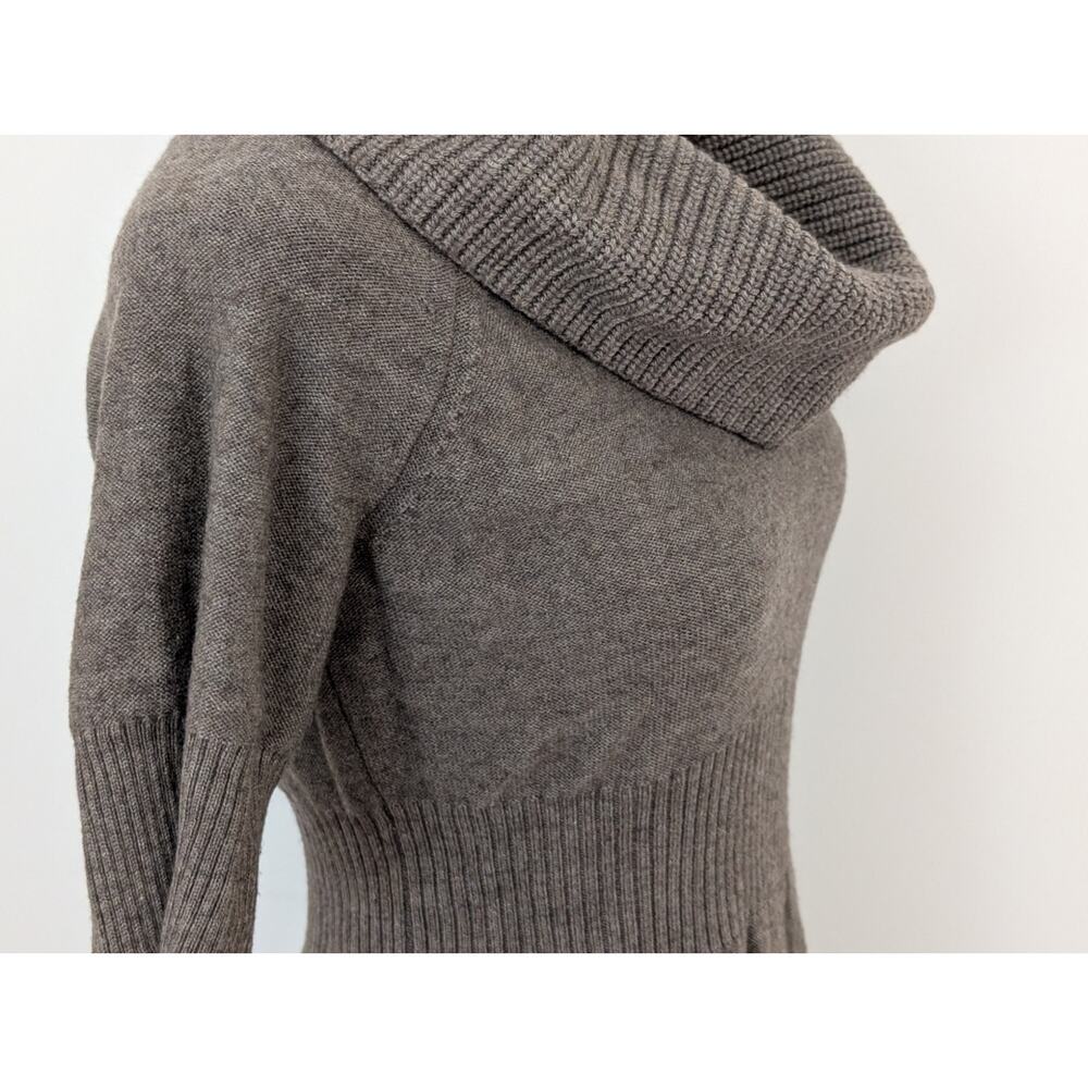 LOFT Merino Wool Blend Cowl Neck Sweater Dress S Brown Y2K Office Siren - Picture 3 of 9